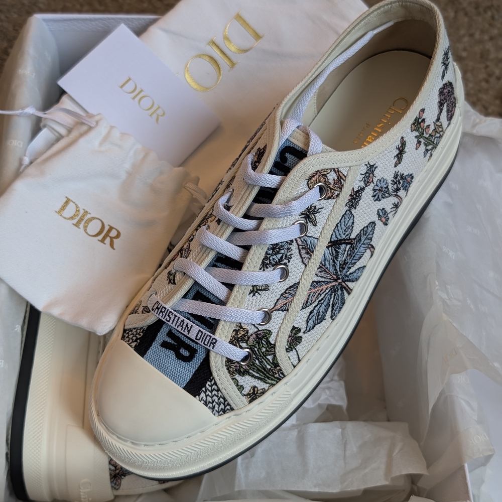 Dior Canvas Sneakers with Floral Embroidery